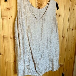 Tara Sartorial 100% Silk Elegant Beige Sleeveless Top Large